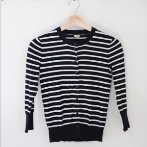 J.Crew Striped 3/4 Sleeve Cardigan